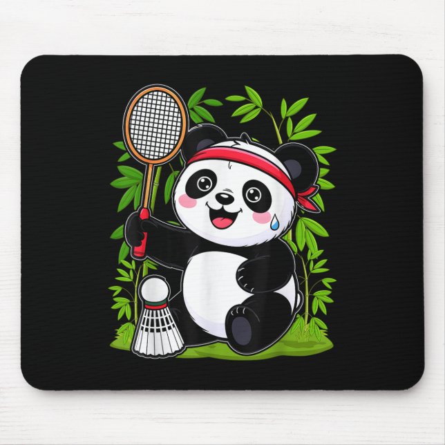 Exhausted Badminton Panda - Funny Cute Shuttle Ani Mouse Pad (Front)