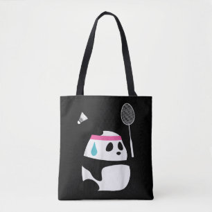 Exhausted badminton panda funny cute tote bag