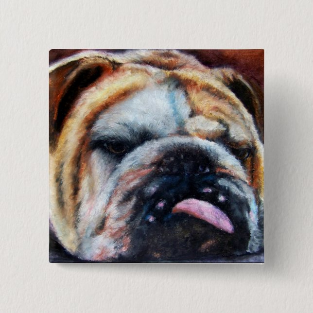 Exhausted (Bulldog) Button (Front)