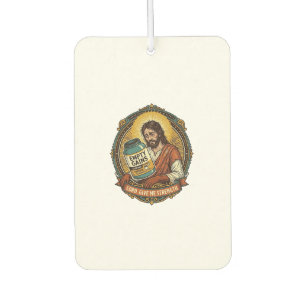 Exhausted Jesus Empty Protein Powder Tub Gym Humou Car Air Freshener