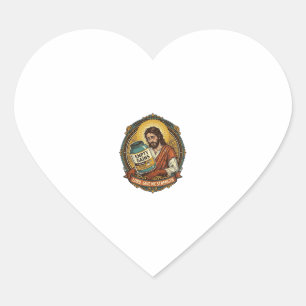 Exhausted Jesus Empty Protein Powder Tub Gym Humou Heart Sticker
