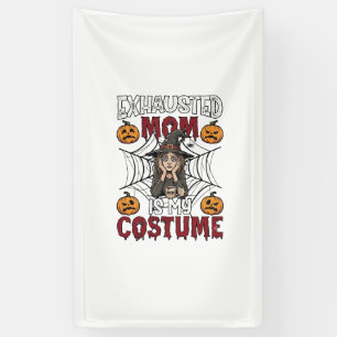 Exhausted Mum Is Costume Halloween Witch Coffee Pu Banner