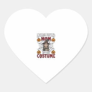 Exhausted Mum Is Costume Halloween Witch Coffee Pu Heart Sticker