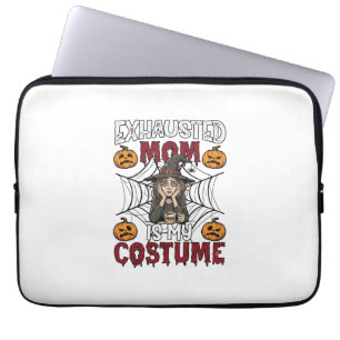 Exhausted Mum Is Costume Halloween Witch Coffee Pu Laptop Sleeve