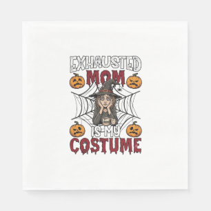 Exhausted Mum Is Costume Halloween Witch Coffee Pu Napkin