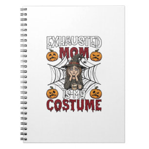 Exhausted Mum Is Costume Halloween Witch Coffee Pu Notebook