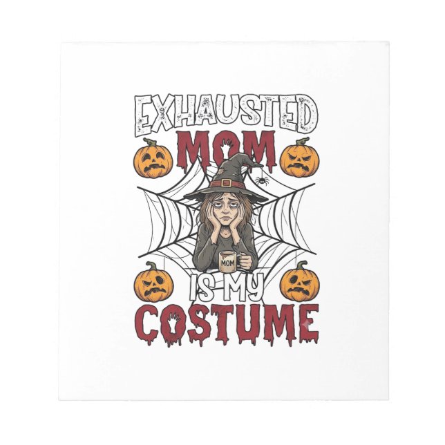 Exhausted Mum Is Costume Halloween Witch Coffee Pu Notepad (Front)