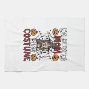 Exhausted Mum Is Costume Halloween Witch Coffee Pu Tea Towel