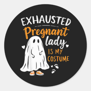 Exhausted Pregnant Lady Costume Spooky Mum To Be Classic Round Sticker