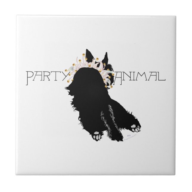 Exhausted Scottie Party Animal Ceramic Tile (Front)