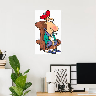 Exhausted Sick Guy Sitting in Chair Poster