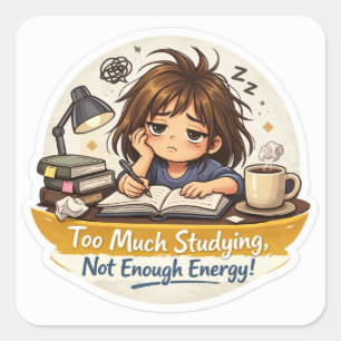 Exhausted Study Girl Sticker