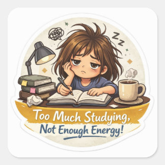 Exhausted Study Girl Sticker