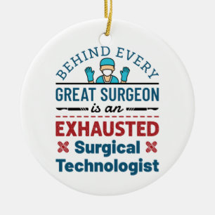 Exhausted Surgical Technologist Funny Scrub Tech Ceramic Ornament