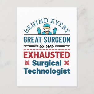 Exhausted Surgical Technologist Funny Scrub Tech Postcard
