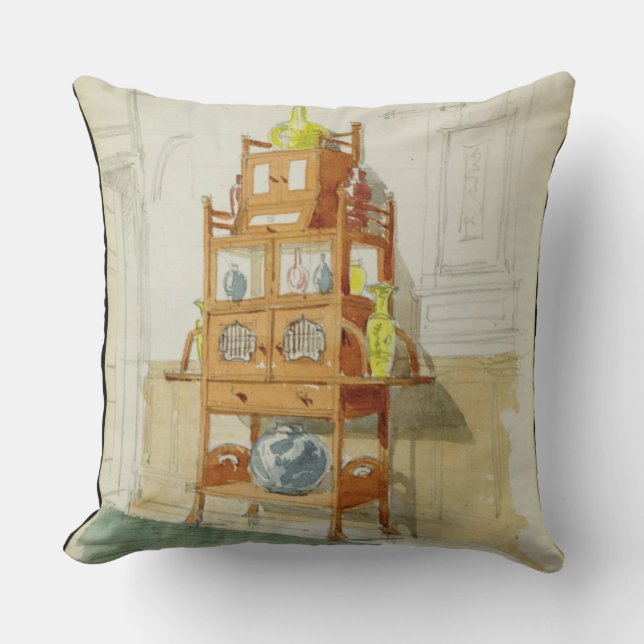 Exhibition Cabinet, c.1860s-70s (w/c & pencil on p Cushion (Front)