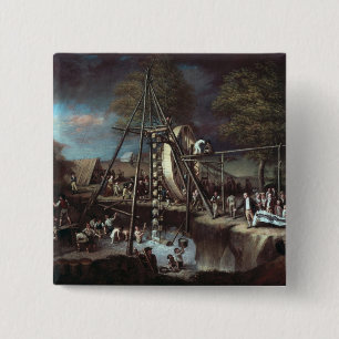 Exhumation of the Mastodon, 1806 15 Cm Square Badge