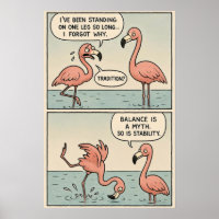 Existential Flamingo Comic – Balance Is a Myth