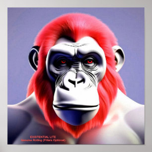 EXISTENTIAL LITE Ape Red Poster