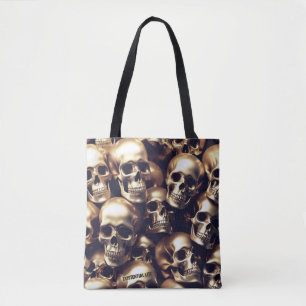 EXISTENTIAL LITE Gold Skulls Tote Bag