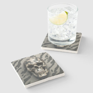 EXISTENTIAL LITE Memento Mori Camo Skull Stone Coaster