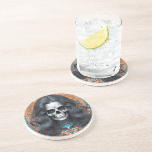 EXISTENTIAL LITE Memento Mori Femme Skull Round Coaster
