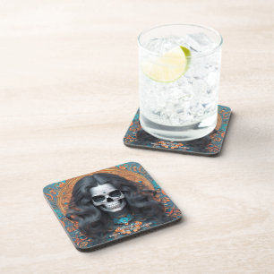 EXISTENTIAL LITE Memento Mori Femme Skull Set 6 Coaster