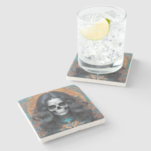 EXISTENTIAL LITE Memento Mori Femme Skull Stone Coaster