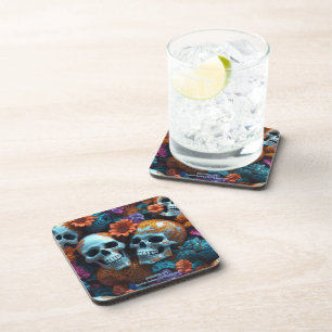 EXISTENTIAL LITE Memento Mori Lovers Skulls Set 6 Coaster