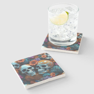 EXISTENTIAL LITE Memento Mori Lovers Skulls Stone Coaster