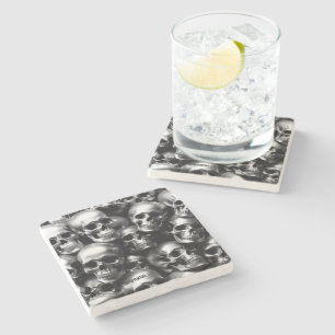 EXISTENTIAL LITE Silver Skulls Watch Stone Coaster