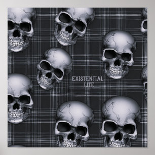 EXISTENTIAL LITE Skulls On Tartan 1b Poster