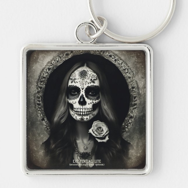 EXISTENTIAL LITE Vintage Femme Skull 2 Key Ring (Front)