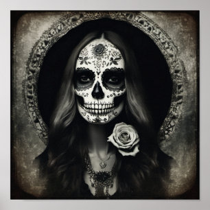 EXISTENTIAL LITE Vintage Femme Skull Portrait 2 Poster