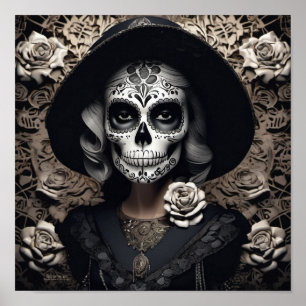 EXISTENTIAL LITE Vintage Femme Skull Portrait 3 Poster