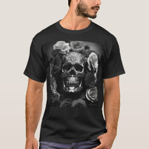 EXISTENTIAL LITE Wreath Skull B/W T-Shirt