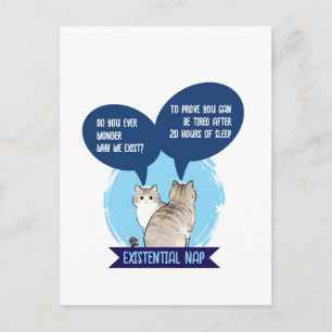 Existential Nap Funny Cat Sleep Humour Quote Postcard