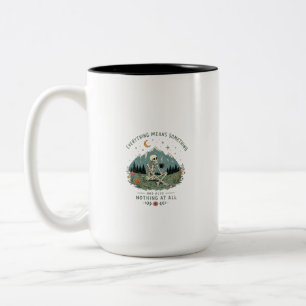 Existential Skeleton Coffee Mountain Quote Two-Tone Coffee Mug