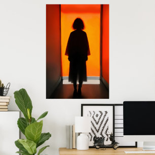 Exit in Orange – Bold Silhouette Wall Art