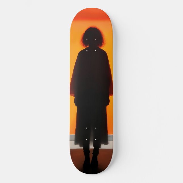Exit in Orange – Bold Silhouette Wall Art Skateboard (Front)