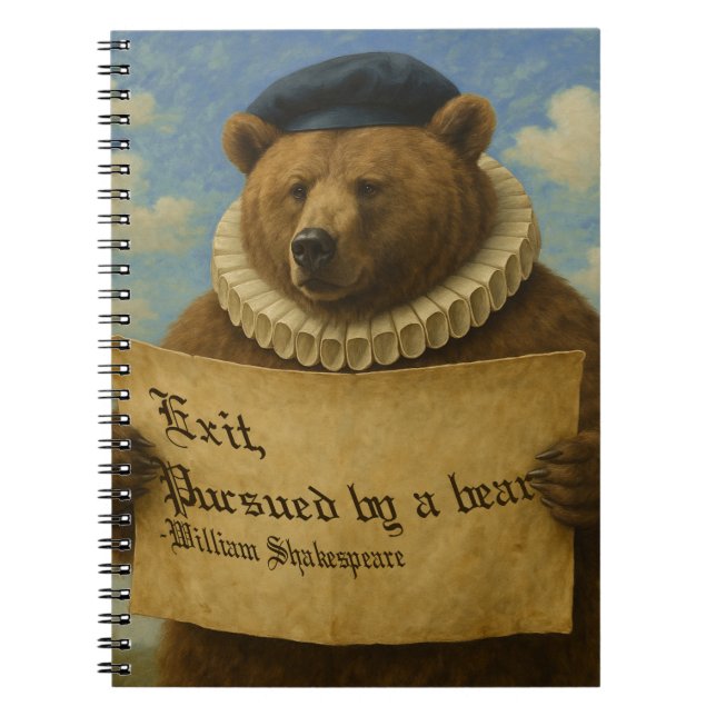 Exit, pursued by a bear Shakespeare quote bear Notebook (Front)