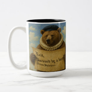 Exit, pursued by a bear Shakespeare quote bear Two-Tone Coffee Mug
