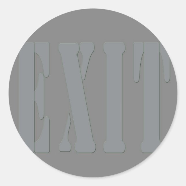 EXIT SIGN GREY CLASSIC ROUND STICKER (Front)