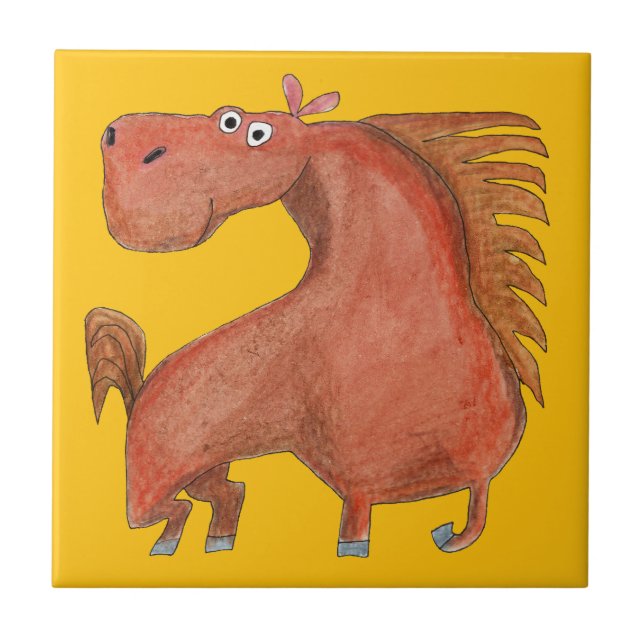 Exited Horse Ceramic Tile (Front)