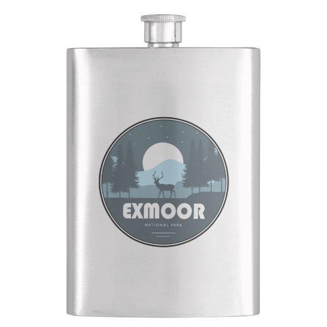 Exmoor National Park Deer Hip Flask (Front)