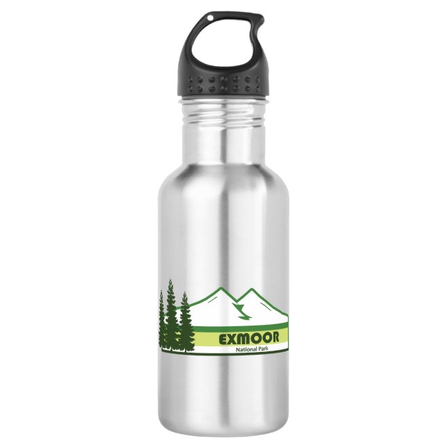 Exmoor National Park Green Stripes 532 Ml Water Bottle (Front)