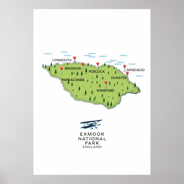 Exmoor National Park map Poster (Front)