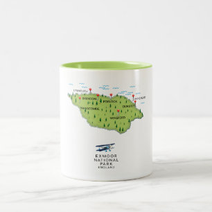 Exmoor National Park map Two-Tone Coffee Mug