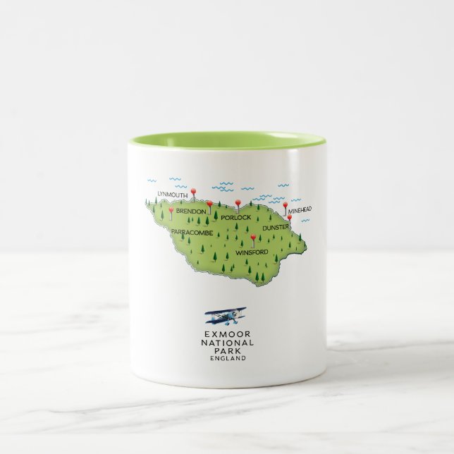 Exmoor National Park map Two-Tone Coffee Mug (Center)