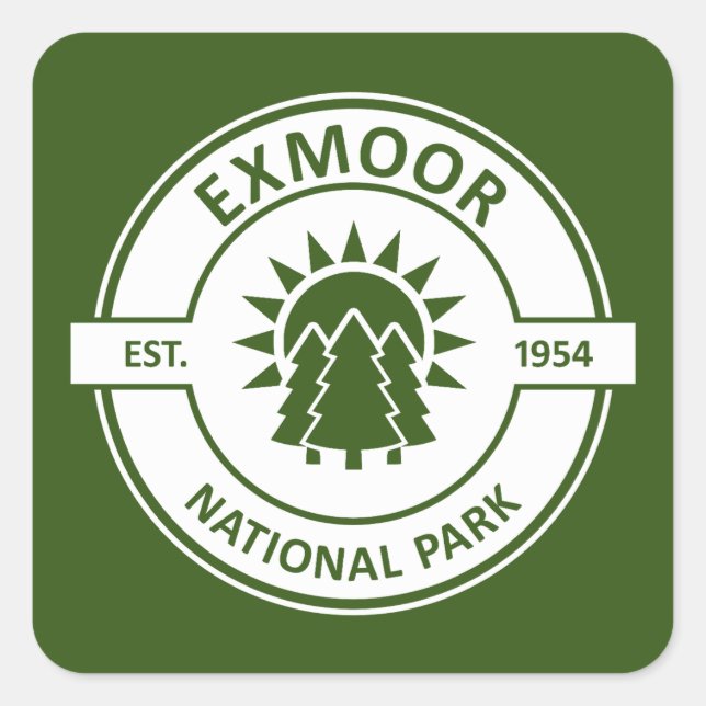 Exmoor National Park Sun Trees Square Sticker (Front)